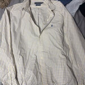 Ralph Lauren Yellow and Blue Checked Cotton Button-Down Shirt